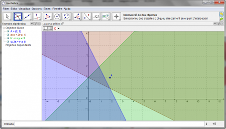 Regió delimitada per tres inequacions en color